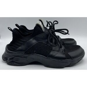 Madden NYC Women's Size 11 Black Rhinestone Athletic Sneakers Lace Up Shoes